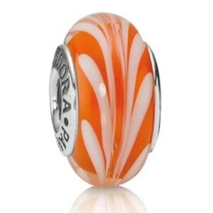 Pandora Moments Auburn Swirl Murano Glass Charm – Sterling Silver | Retired